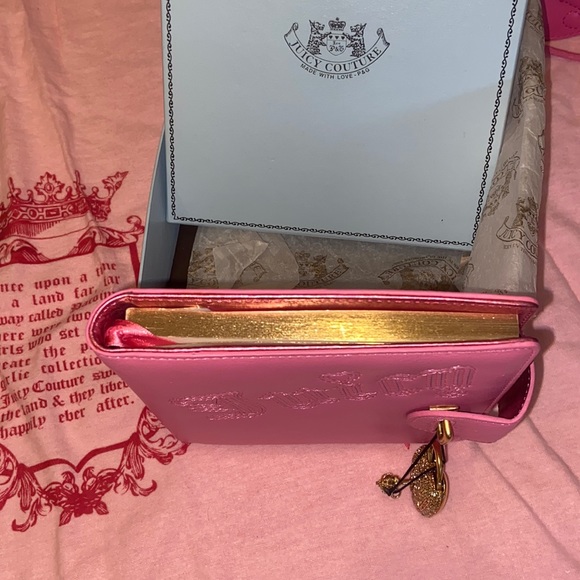 New VINTAGE Y2K JUICY COUTURE PINK LEATHER JOURNAL NOTEBOOK DIARY SWAROVSKI LOCK - Picture 8 of 15